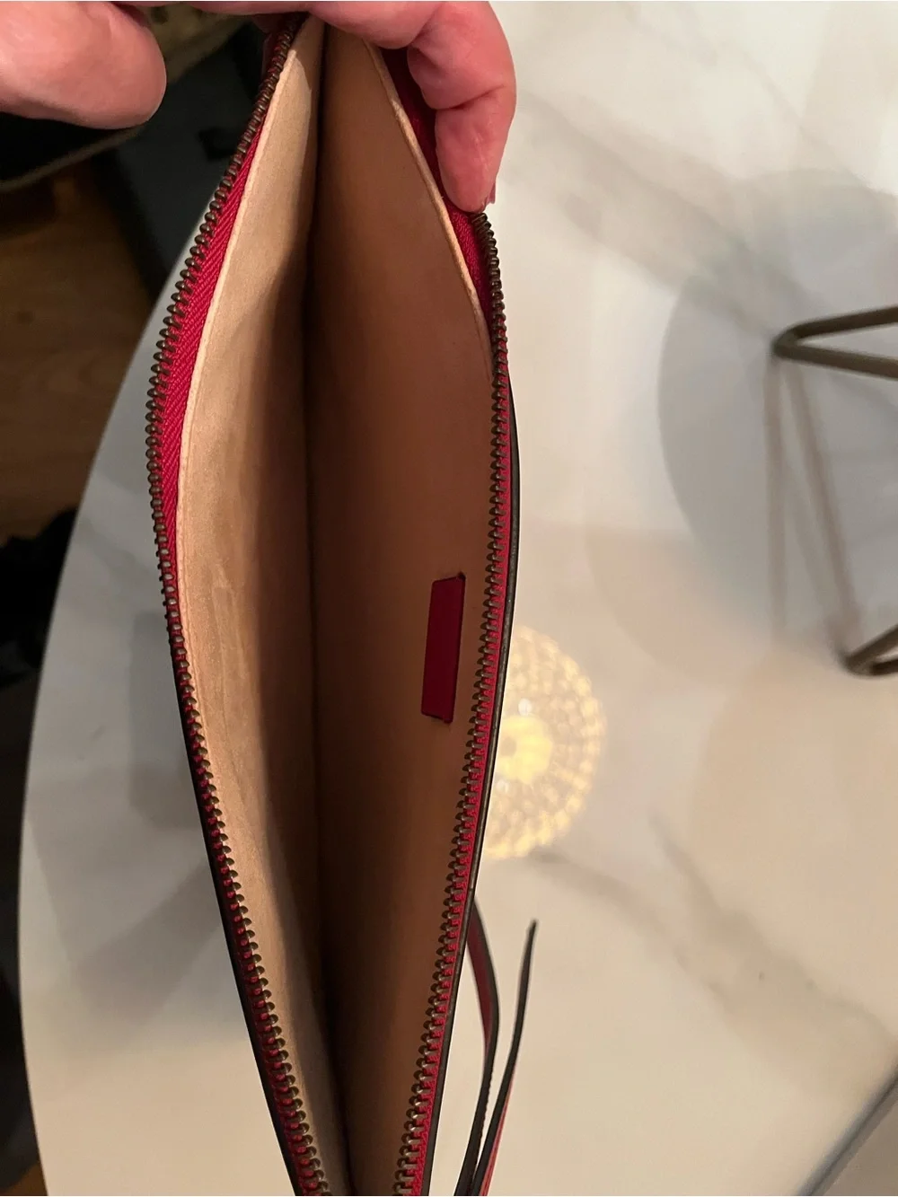 Gucci Large Leather Wristlet in White, Red, Navy Blue (Queen Margaret)